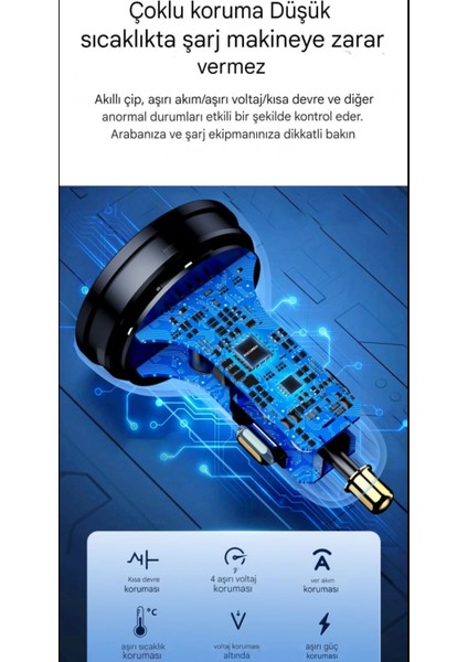 70W Type-C ve Usb Girişli 4 Port Ultra Hızlı CE+Rohs Lisanslı Pd Hızlı Araç içi Şarj Cihazı Çakmaklık Adaptörü