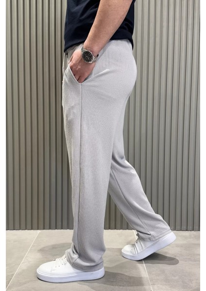 Kendinden Desenli Bol Kesim Erkek Pantolon P-00010813