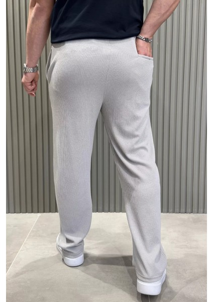 Kendinden Desenli Bol Kesim Erkek Pantolon P-00010813