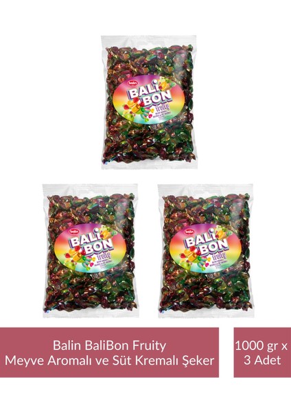 Balibon Fruity Meyve Aromalı Dolgulu Şeker 1000 gr x 3 Adet