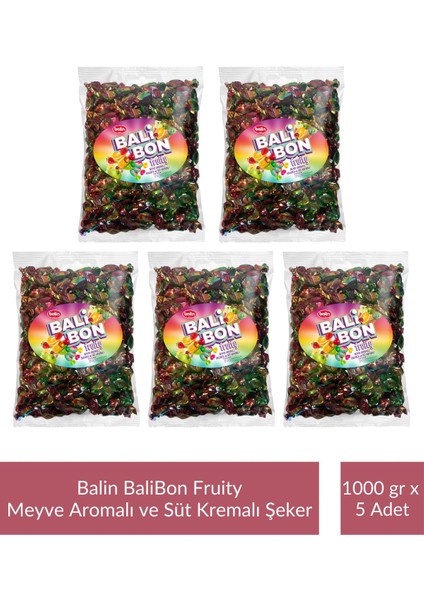Balibon Fruity Meyve Aromalı Dolgulu Şeker 1000 gr x 5 Adet