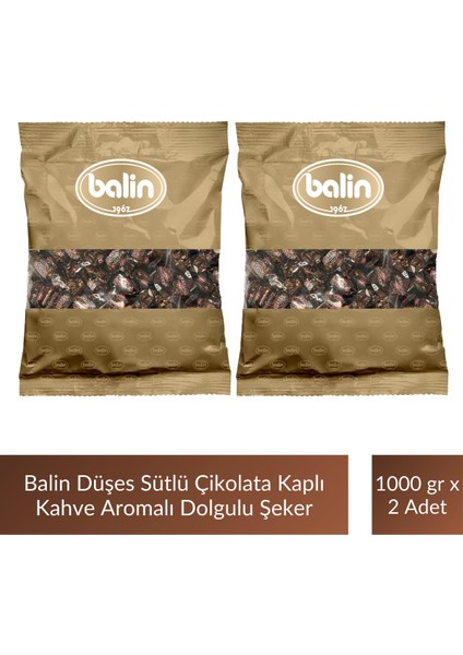 Düşes Çikolata Kaplı Kahve Aromalı Sert Şeker 1000 gr x 2 Adet