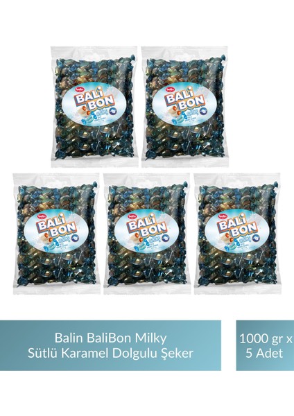 Balibon Milky Sütlü Karamel Dolgulu Şeker 1000 gr x 5 Adet
