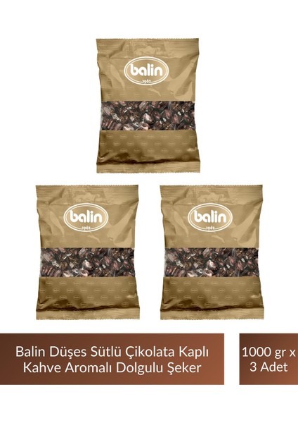 Düşes Çikolata Kaplı Kahve Aromalı Sert Şeker 1000 gr x 3 Adet