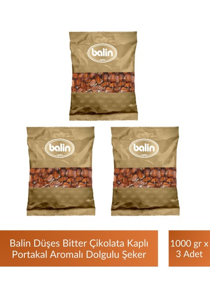 Düşes Çikolata Kaplı Portakal Aromalı Sert Şeker 1000 gr x 3 Adet