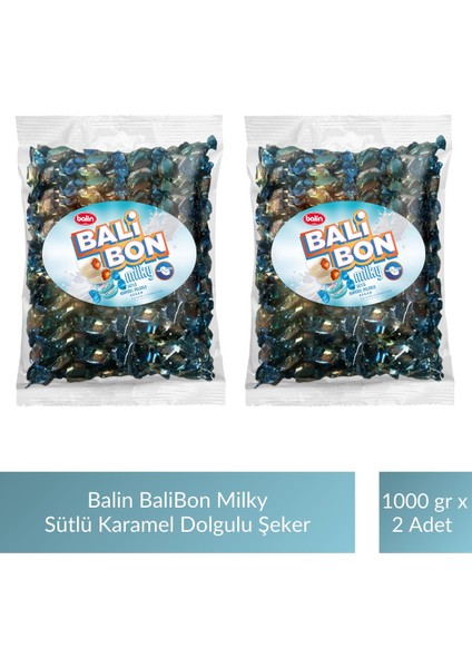 Balibon Milky Sütlü Karamel Dolgulu Şeker 1000 gr x 2 Adet