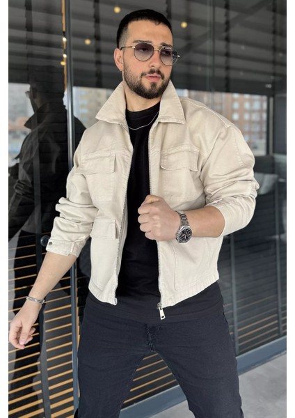 Erkek Ön Fermuarlı Oversize Ceket