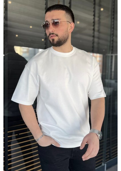 Erkek Bisiklet Yaka Basic Oversize Tişört P-00015026