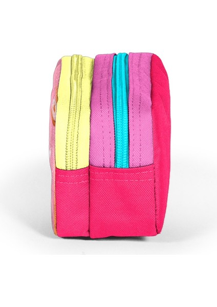 Kids Pembe Neon Mercan Fashion Girl Desenli Iki Bölmeli Kalem Çantası 22144 fiyatları