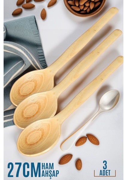 Vizzini 27 cm Ahşap Kaşık 3 Lü Set 719212