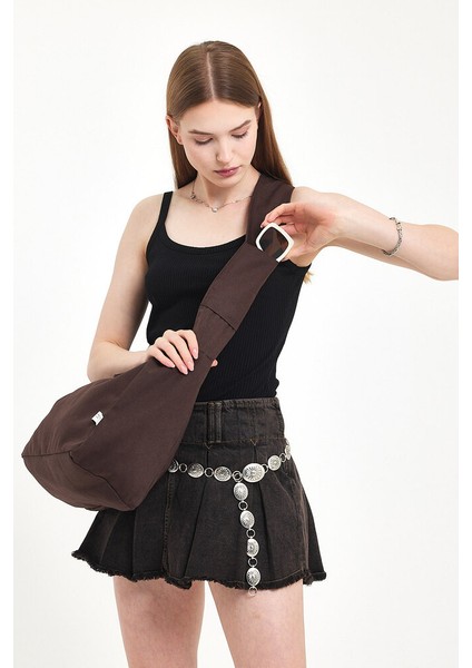 Classic Kanvas Kahve Rengi Tote The School Bag Çapraz ve Omuz Çantası BOY 27 X EN 35