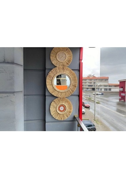 Dekoratif Aynalı Duvar Süsü 3'lü Set