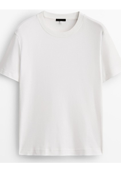 Pamuk Nefes Alan Bisiklet Yaka Regular Fit Normal Kesim Baskısız Basic T-Shirt