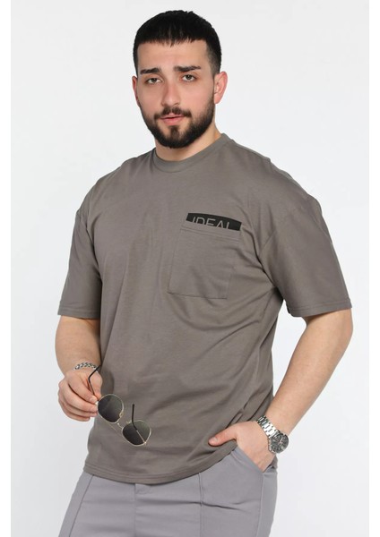 Erkek Tek Cepli Bisiklet Yaka Baskılı Tişört P-00015045