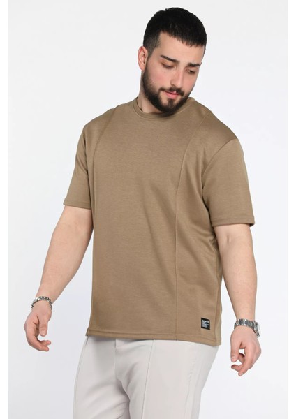 Erkek Bisiklet Yaka Dikiş Detaylı Likralı Tişört P-00015039