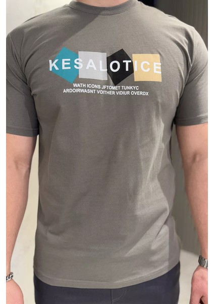 Erkek Bisiklet Yaka Baskılı Tişört P-00015048 fırsatları