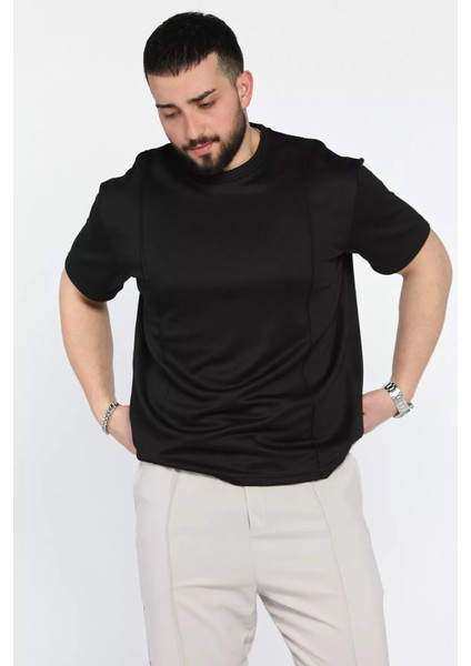 Erkek Bisiklet Yaka Dikiş Detaylı Likralı Tişört P-00015039 fiyatları