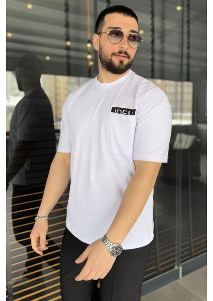 Erkek Tek Cepli Bisiklet Yaka Baskılı Tişört P-00015045