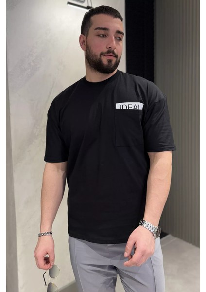 Erkek Tek Cepli Bisiklet Yaka Baskılı Tişört P-00015045