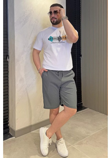 Erkek Bisiklet Yaka Baskılı Tişört P-00015048