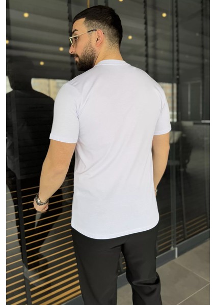 Erkek Bisiklet Yaka Silikon Kabartma Baskılı Tişört P-00015046 fırsatları