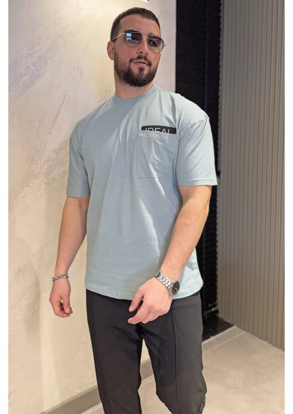 Erkek Tek Cepli Bisiklet Yaka Baskılı Tişört P-00015045