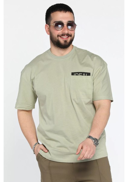 Erkek Tek Cepli Bisiklet Yaka Baskılı Tişört P-00015045