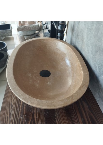 Koyu Traverten Oval Lavabo