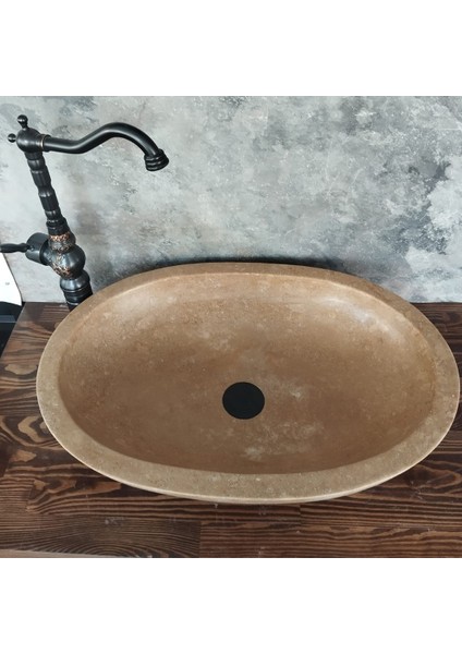 Koyu Traverten Oval Lavabo