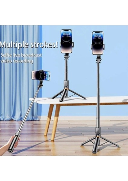 2 In 1 3 Renk Işıklı ve Kumandalı Masa Üstü Tripod Olabilen Telefon Tutuculu Selfie Çubuğu 130 cm K8 fırsatları