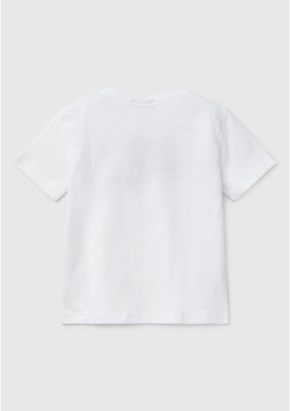 Erkek Çocuk Beyaz Benetton Logo Baskılı T-Shirt fiyatları