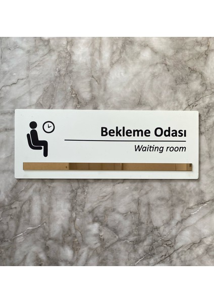 Bronz Aynalı Beyaz Seri Bekleme Salonu Yönlendirme Levhası
