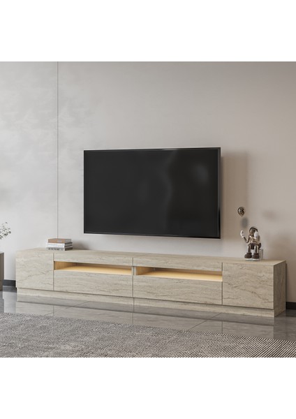 T008 Arya Işıklı Tv Sehpası Set, Traverten modelleri