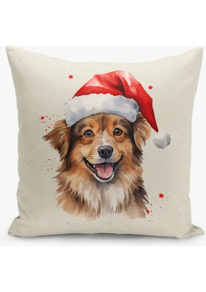 4'lü Kırlent Kılıf Seti Yılbaşı Christmas Deseni Çift Taraflı Dijital Baskılı