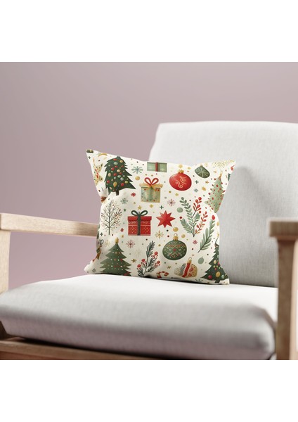 Çift Taraflı Yılbaşı Cristmas Desenli Dijital Baskı Kırlent Kılıfı fiyatları