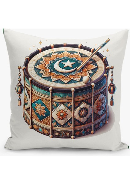 Çift Taraflı Ramazan - Ramadan Desenli Dijital Baskı Kırlent Kılıfı