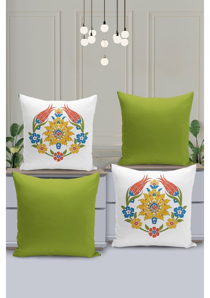 4'lü Kırlent Kılıf Seti Ramazan - Ramadan Desenli Çift Taraflı Dijital Baskılı