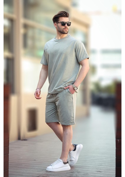Mint Yeşili Basic Erkek Şort T-Shirt Takımı E7309