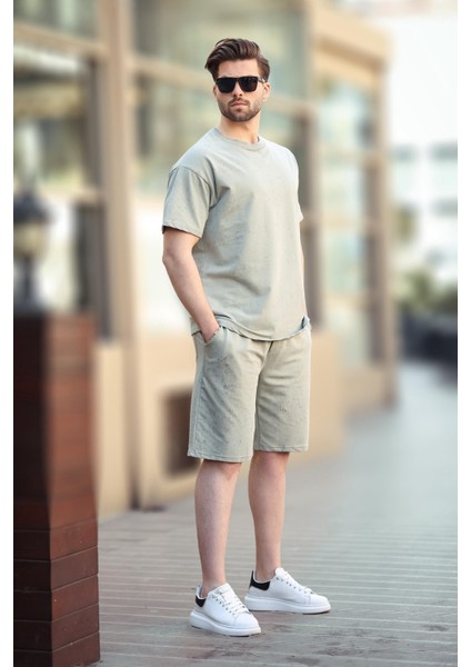 Mint Yeşili Basic Erkek Şort T-Shirt Takımı E7309