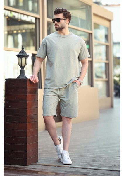 Mint Yeşili Basic Erkek Şort T-Shirt Takımı E7309