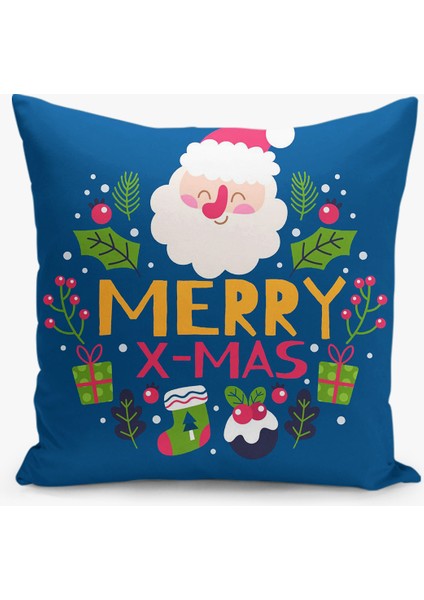 Çift Taraflı Yılbaşı Cristmas Desenli Dijital Baskı Kırlent Kılıfı