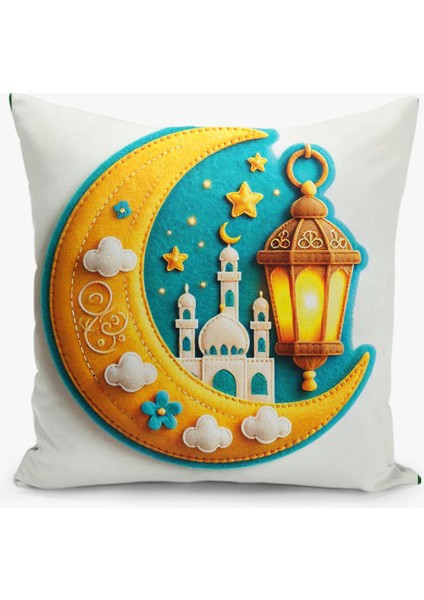 Çift Taraflı Ramazan - Ramadan Desenli Dijital Baskı Kırlent Kılıfı