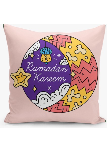 Çift Taraflı Ramazan - Ramadan Desenli Dijital Baskı Kırlent Kılıfı