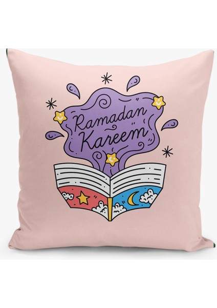 Çift Taraflı Ramazan - Ramadan Desenli Dijital Baskı Kırlent Kılıfı
