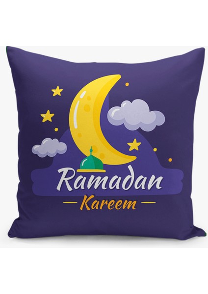 Çift Taraflı Ramazan - Ramadan Desenli Dijital Baskı Kırlent Kılıfı