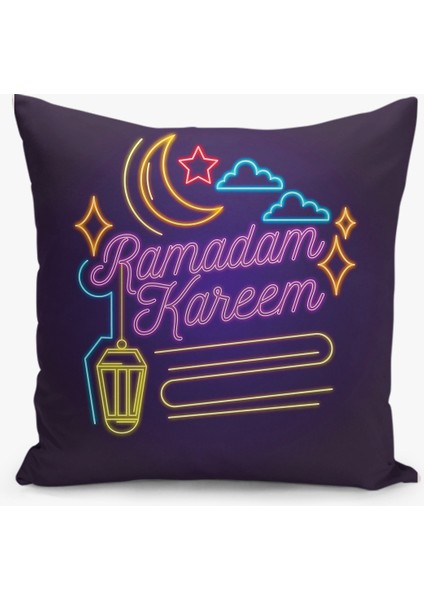 Çift Taraflı Ramazan - Ramadan Desenli Dijital Baskı Kırlent Kılıfı