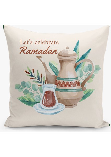 Çift Taraflı Ramazan - Ramadan Desenli Dijital Baskı Kırlent Kılıfı