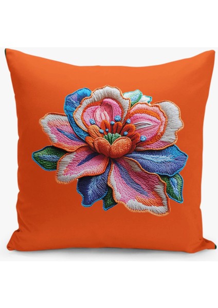 Çift Taraflı Nakış Desenli Dijital Baskı Kırlent Kılıfı