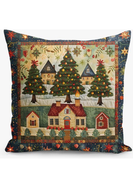 4'lü Kırlent Kılıf Seti Yılbaşı Christmas Deseni Çift Taraflı Dijital Baskılı modelleri