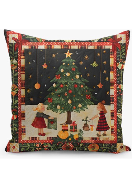 4'lü Kırlent Kılıf Seti Yılbaşı Christmas Deseni Çift Taraflı Dijital Baskılı fırsatları